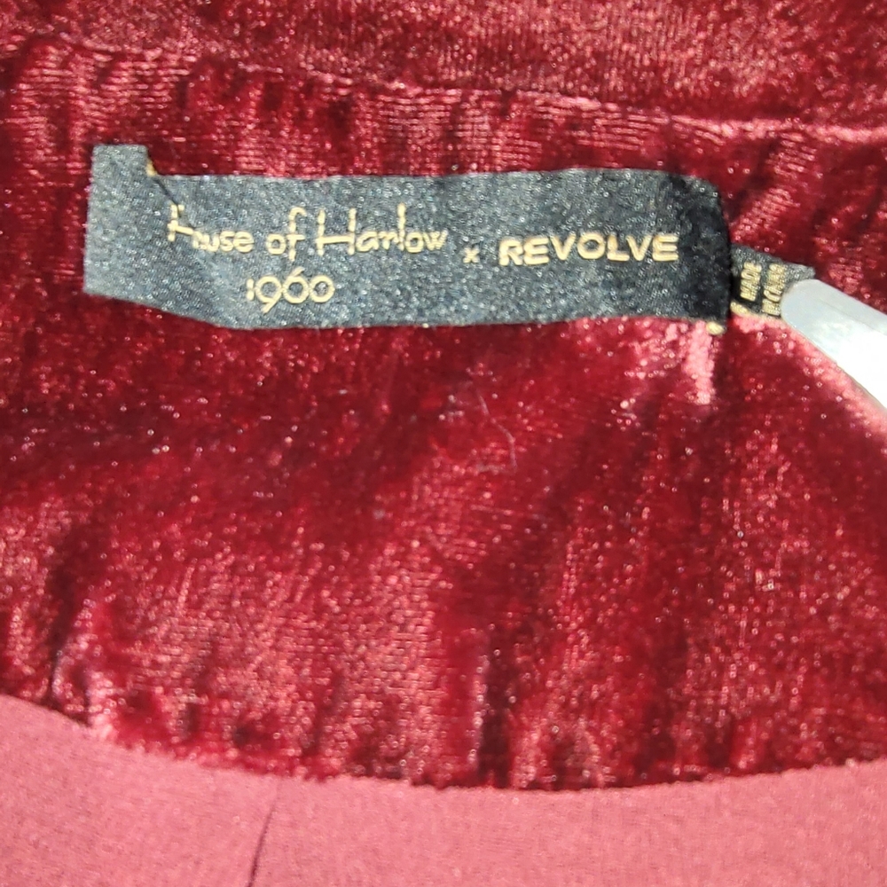 Revolve House of Harlow 1960 Chloe Boyfriend Burgundy Velvet Blazer Jacket - Picture 12 of 15